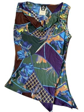 Vintage Versace Jeans Couture asymmetrical  Printed Top S